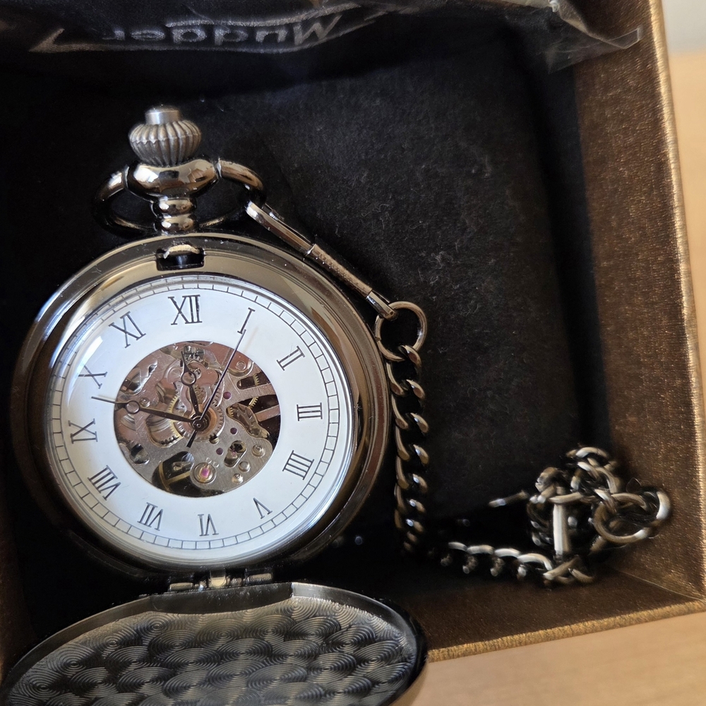 Silver Pocket Watch with Chain